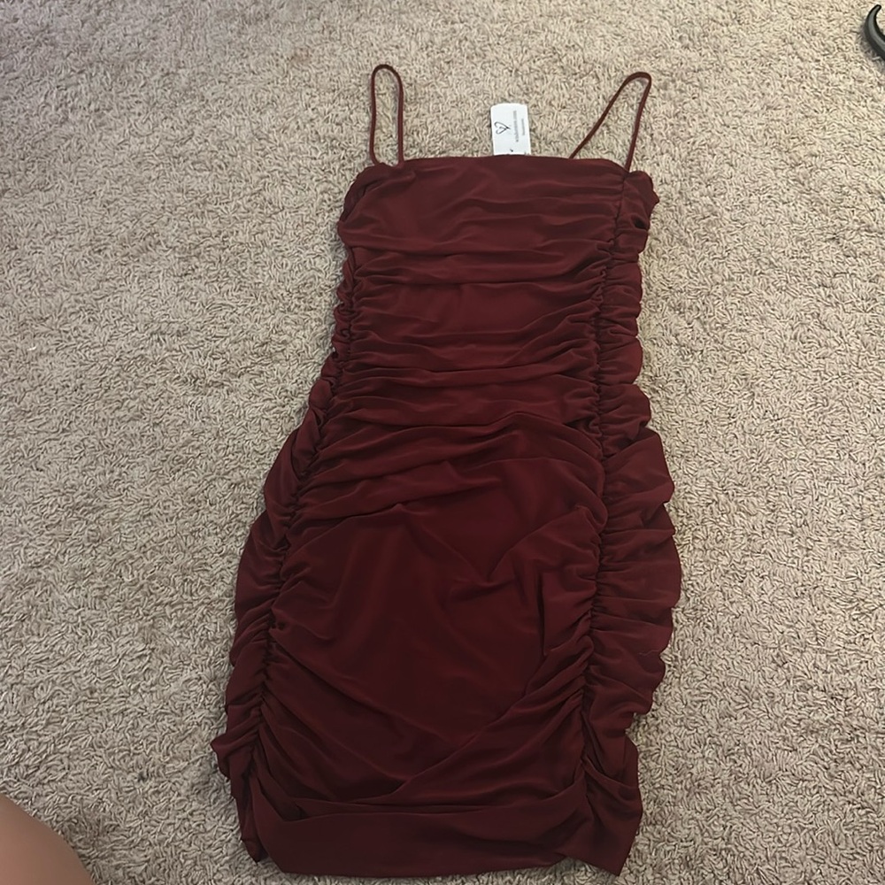 dark red mini dress